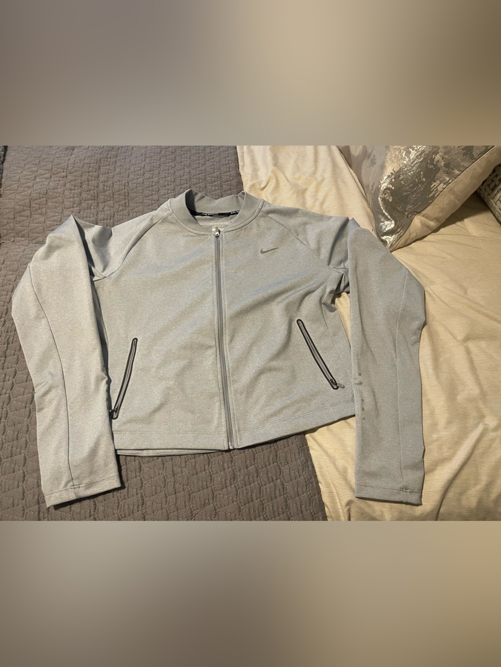 Nike Light Gray Full-Zip Athletic Jacket